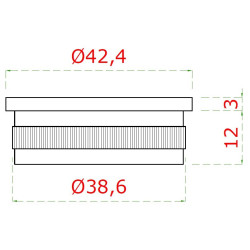 Ukončenie na trubku ø 42,4 mm, leštená nerez AISI 304 Ukončenie na trubku ø 42,4 mm, leštená nerez AISI 304